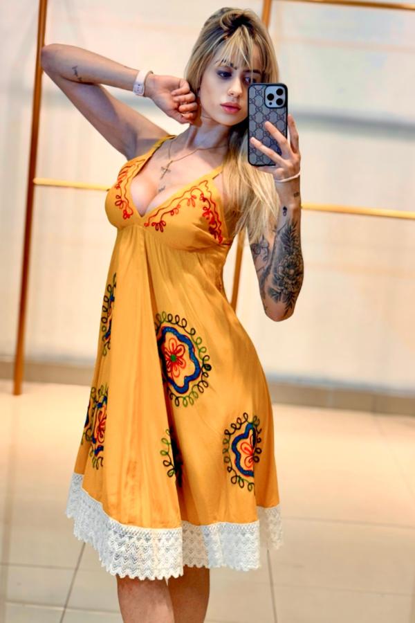 Vestido Curto Bordado Lastex - Image 6