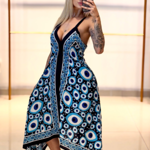 Vestido Olho Grego Costas Lastex