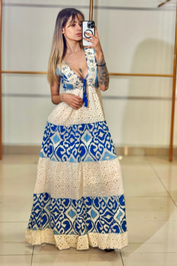 Vestido Longo Liz Azul Alto Luxo - Image 2