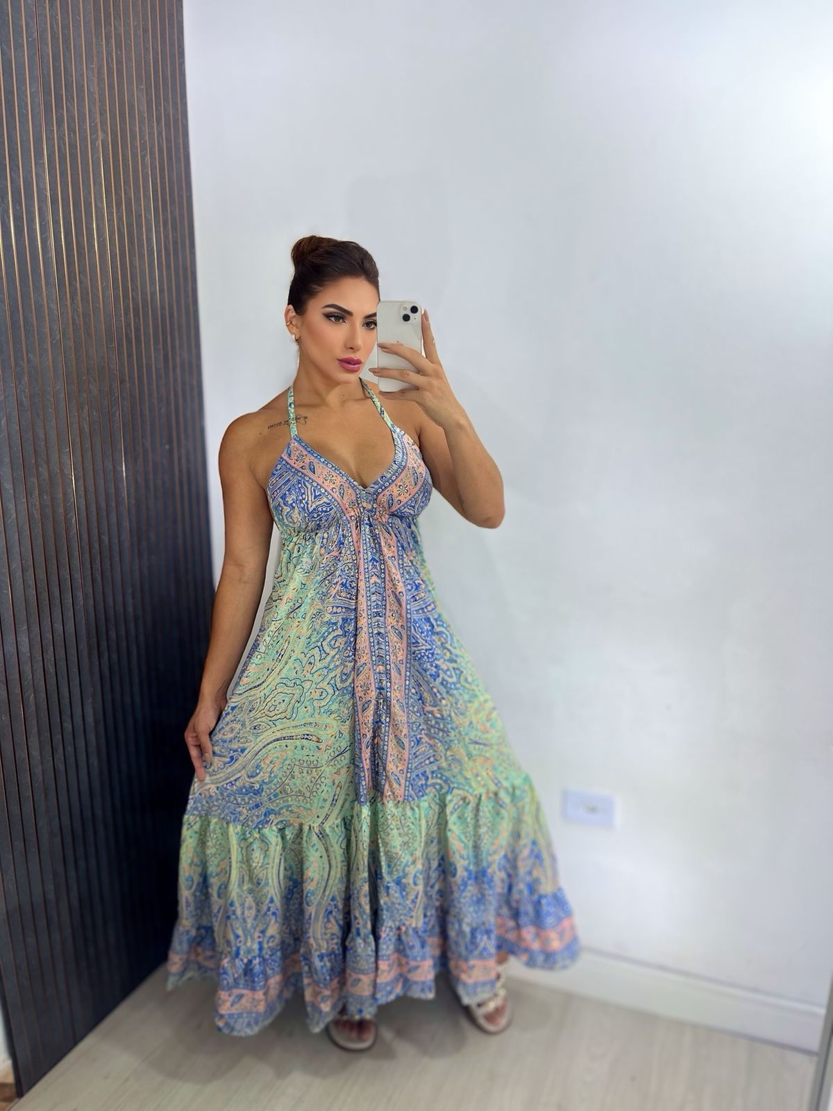 vestido seda costa nua estampas mix