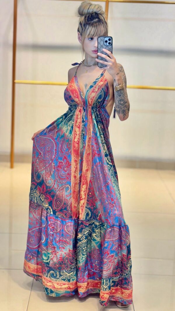 vestido seda costa nua estampas mix - Image 2
