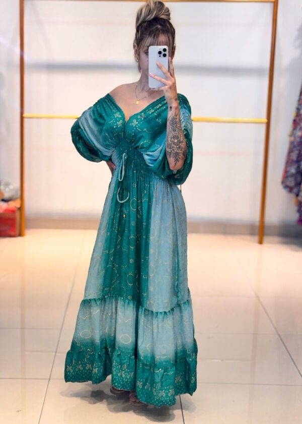 Vestido Seda Manga Bufante - Image 2
