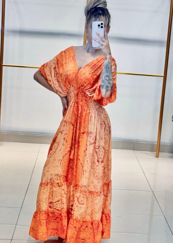Vestido Seda Manga Bufante - Image 4