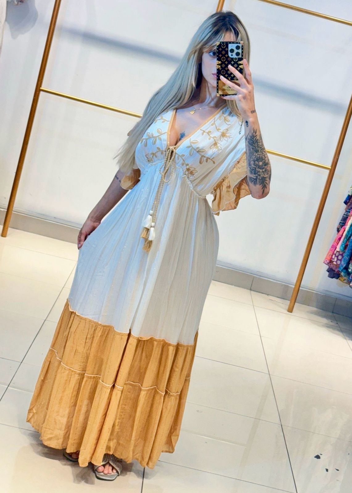 Vestido Longo Evasê Folha
