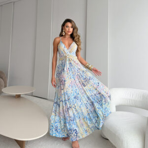 Vestido Longo Amarração na Cintura - Cores