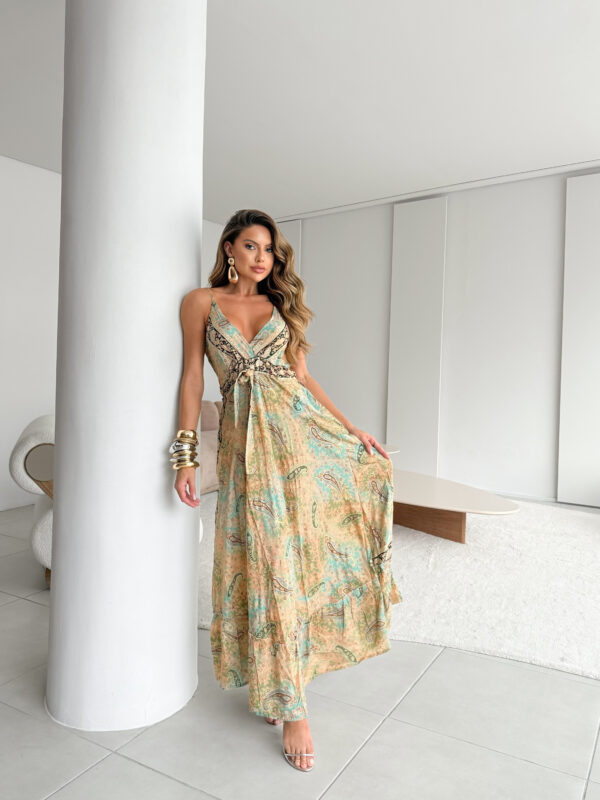 Vestido Longo Amarração na Cintura - Cores - Image 3